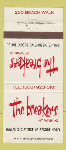 Matchbook Cover - The Breakers Hotel Waikiki Hawaii 30 Strike