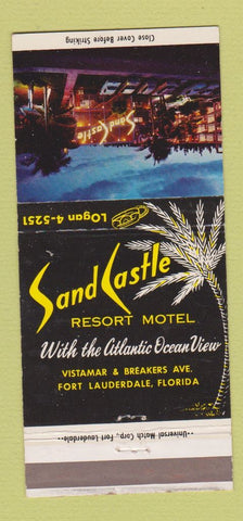 Matchbook Cover - Sand Castle Resort Motel Fort Lauderdale FL 30 Strike