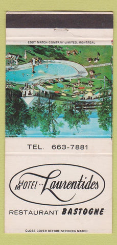 Matchbook Cover - Hotel Motel Laurentides Bastogne Beauport QC WEAR 30 Strike