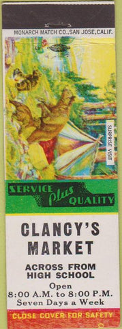 Matchbook Cover - Clancy's Market NO TOWN