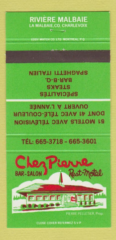 Matchbook Cover - Chez Pierre Rest Motel Charlevoix QC Riviere Malbaie 30 Strike