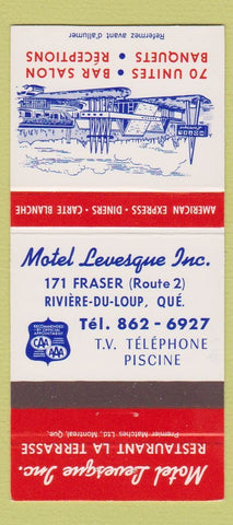 Matchbook Cover - Motel Levesque Riviere Du Loup QC 30 Strike