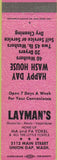 Matchbook Cover - Layman's Wash House laundry Union Gap WA pink