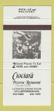 Matchbook Cover - Ciociara Pizza Restaurant Canada 30 Strike