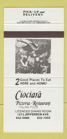Matchbook Cover - Ciociara Pizza Restaurant Canada 30 Strike