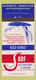 Matchbook Cover - Surf Restaurant Tavern Burlington ON 30 Strike