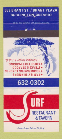 Matchbook Cover - Surf Restaurant Tavern Burlington ON 30 Strike