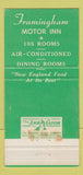 Matchbook Cover - Framingham Motor Inn MA 30 Strike