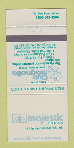 Matchbook Cover - Majestic Resort Spa Hot Springs National Park AR 30 Strike