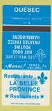 Matchbook Cover - La Belle Proince Restaurants QC 30 Strike