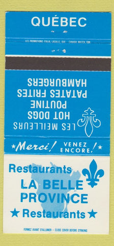 Matchbook Cover - La Belle Proince Restaurants QC 30 Strike