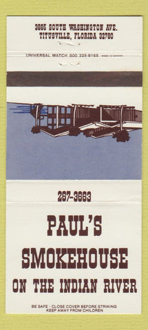 Matchbook Cover - Paul's Smokehouse Titusville FL 30 Strike
