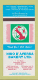 Matchbook Cover Nino D'Aversa Bakery Downsview Thornhill Woodbridge ON 30 Strike