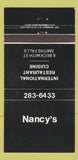 Matchbook Cover - Nancy's Restaurant Smiths Falls ON 30 Strike