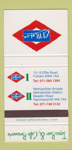 Matchbook Cover - El Metro Tapas Bar Fulham Hammersmith UK 30 Strike