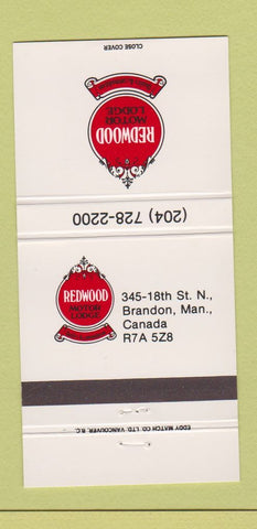 Matchbook Cover - Redwood Motor Lodge Brandon MB 30 Strike