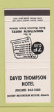 Matchbook Cover - David Thompson Hotel Rocky Mountain House AB 30 Strike