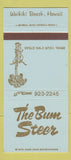Matchbook Cover - The Bum Steer Waikiki Beach Hawaii 30 Strike