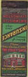Matchbook Cover - Insurance The Policy Shop Englewood NJ WORN