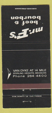 Matchbook Cover - Mr. F's Beef & Bourbon Sterling Heights MI 30 Strike