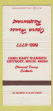 Matchbook Cover - Opera House Restaurant Detroit MI WEAR 30 Strike