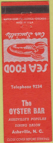 Matchbook Cover - The Oyster Bar Asheville NC lobster