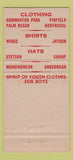 Matchbook Cover - Marx Bros Men's Clothes Sunbury PA 30 Strike
