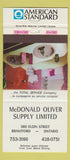 Matchbook Cover - McDonald American Standard Fixtures Brantford ON 30 Strike