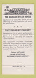 Matchbook Cover - South Seas Steak Tongan Honlulu Hawaii WEAR 30 Strike