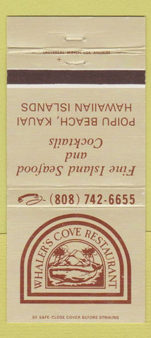 Matchbook Cover - Whaler's Cove Restaurant Kauai Hawaii 30 Strike
