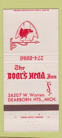 Matchbook Cover - Boar's Head Inn Dearborn Heights MI 30 Strike