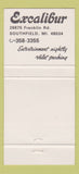 Matchbook Cover - Excalibur Southfield MI 30 Strike