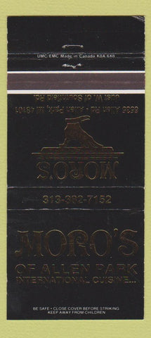 Matchbook Cover - Moro's Restaurant Allen Park MI 30 Strike