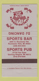 Matchbook Cover - Sterling Sports Bar Rochester Hills MI 30 Strike