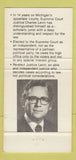 Matchbook Cover - Justic Charles Levin Michigan MI Supreme Court 30 Strike