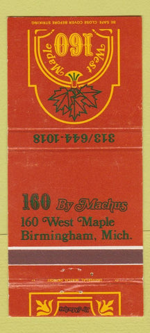 Matchbook Cover - West Maple 160 Birmingham MI 30 Strike