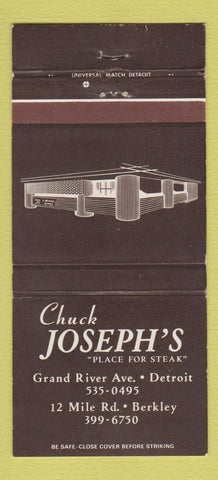 Matchbook Cover - Chuck Joseph's Steaks Detroit Berkley MI 30 Strike