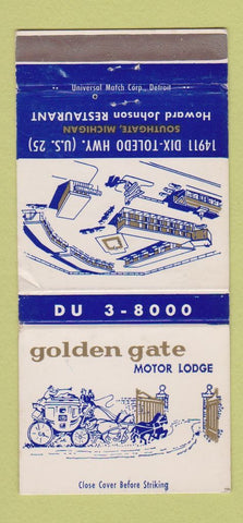 Matchbook Cover - Golden Gate Motor Lodge Southgate MI WEAR 30 Strike