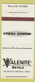 Matchbook Cover - Valenite Metals Kalamazoo MI  30 Strike