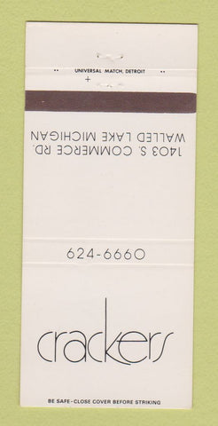 Matchbook Cover - Crackers Walled Lake MI 30 Strike