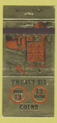Matchbook Cover - Twenty Six Coins Restaurant Seattle WA 30 Strike