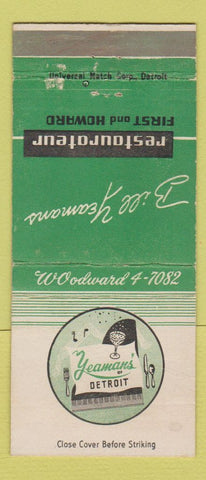 Matchbook Cover - Yearmans' of Detroit MI restaurant WEAR 30 Strike