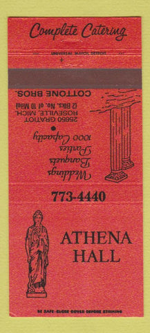 Matchbook Cover - Athena Hall Roseville MI 30 Strike