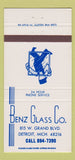 Matchbook Cover - Benz Glass Company Detroit MI 30 Strike