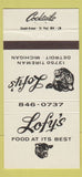 Matchbook Cover - Lofy's Restaurant Detroit MI 30 Strike