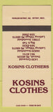 Matchbook Cover - Kosins Clothes Detroit Lathrup Village MI 30 Strike