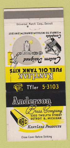 Matchbook Cover - Anderson Brass Company Detroit MI 30 Strike
