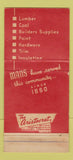 Matchbook Cover - NA Mans Sons Lumber Coal Trenton MI 30 Strike