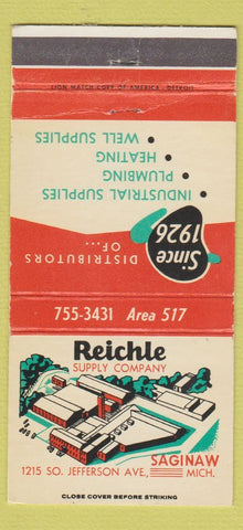Matchbook Cover - Reichle Supply Company Saginaw MI 30 Strike