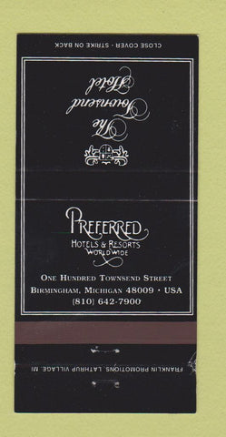Matchbook Cover - The Townsend Hotel Birmingham MI WEAR 30 Strike